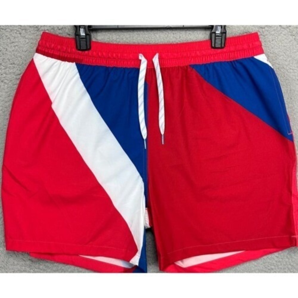 Chubbies Swim Trunks Mens XL Red Colorblock Lined Swimwear Board Shorts NEW B38
